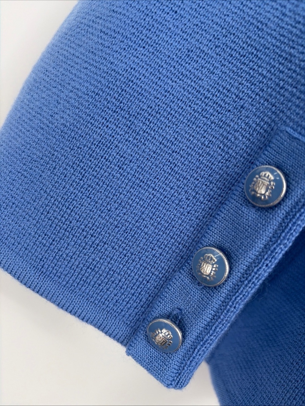 NWOT Talbots Sz 2X Petite Blue Merino Wool Knit Sweater Jacket Blazer Chic - Picture 6 of 7